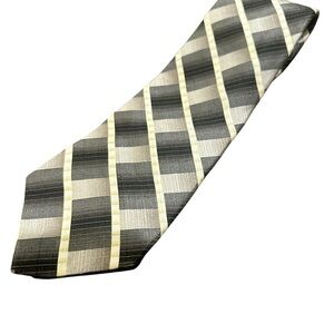 Murano Italia Men's Geometric 100% Silk Taupe Charcoal Gray Gold Tie